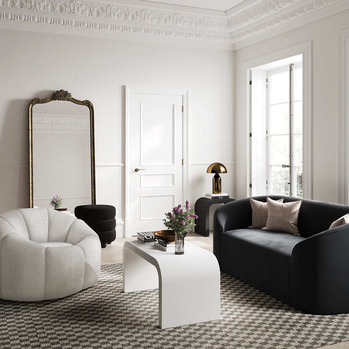 Nao Ivory White Boucle Swivel Accent Chair